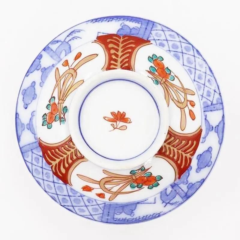 色絵 赤絵 蓋碗 蓋茶碗 かわいい カラフル 大正 骨董 アンティーク 和