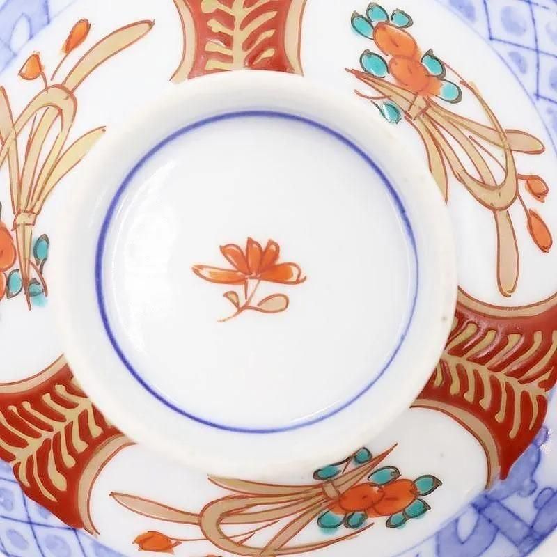 色絵 赤絵 蓋碗 蓋茶碗 かわいい カラフル 大正 骨董 アンティーク 和