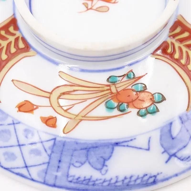 色絵 赤絵 蓋碗 蓋茶碗 かわいい カラフル 大正 骨董 アンティーク 和