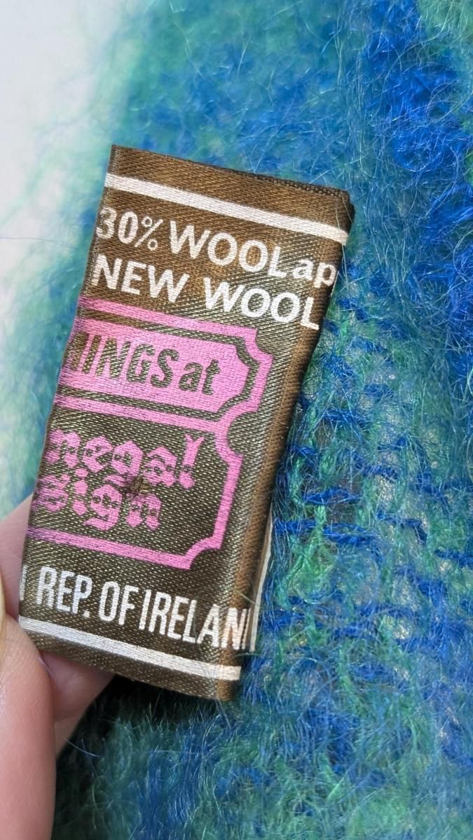 ふわふわの アイルランド製 マフラー スカーフ グリーン ブルー