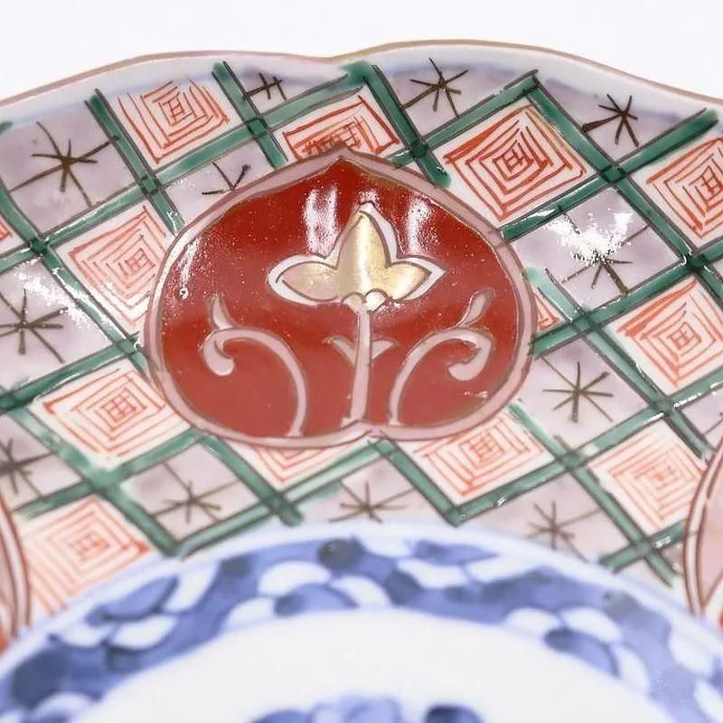 大正時代の手描き色絵中皿 七寸皿 - おしゃれでかわいい和食器