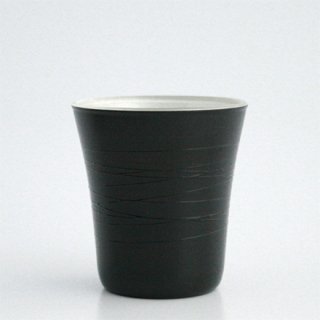 フリーカップ小　黒（内側：白ラメ）
