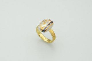 Golden grapes flat-ring  (brass / K18GP)