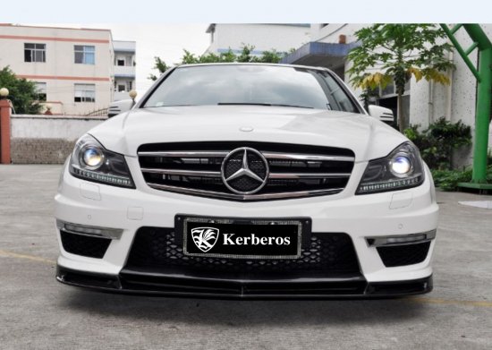 Mercedes Benz　W　Cクラス　後期　Kerberos　K'sスタイル　K'sエアロ専用　3D Real Carbon　 カーボンフロントスポイラー　A　AK   Kerberos Import Car Custom Brandケルベロス　 欧州車カスタムブランド
