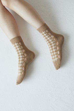 <img class='new_mark_img1' src='https://img.shop-pro.jp/img/new/icons14.gif' style='border:none;display:inline;margin:0px;padding:0px;width:auto;' />Gingham Check Hall Socks - COLOR SELECT