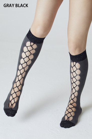 <img class='new_mark_img1' src='https://img.shop-pro.jp/img/new/icons14.gif' style='border:none;display:inline;margin:0px;padding:0px;width:auto;' />Special Knit High Socks - GRAY BLACK
