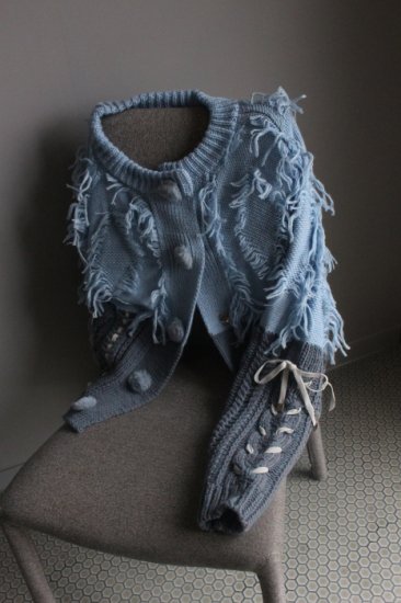 ͽʡWool Knit Ribbon Cardigan - LIGHT BLUE