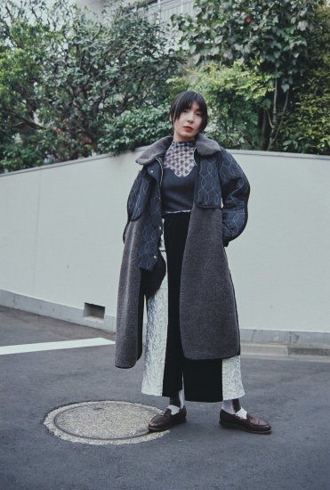 ͽʡQuilting & Boa Long Coat - BLACK