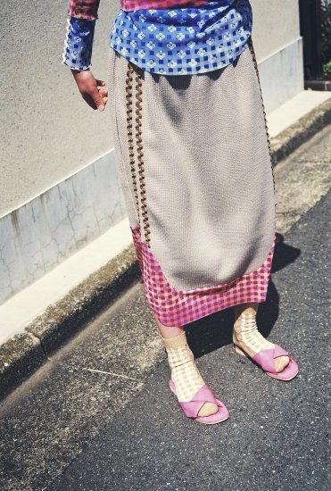 ͽʡWaffle Jersey Wave Line Skirt - BEIGE