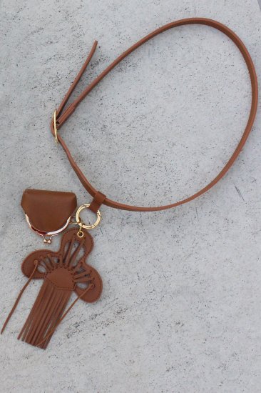 ͽʡ2WAY Amulet Leather Belt & Necklace - BROWN