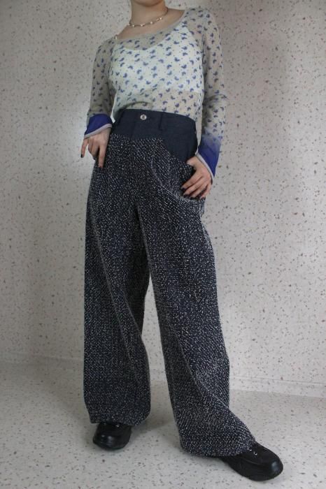 Scratch Denim Pants - NAVY