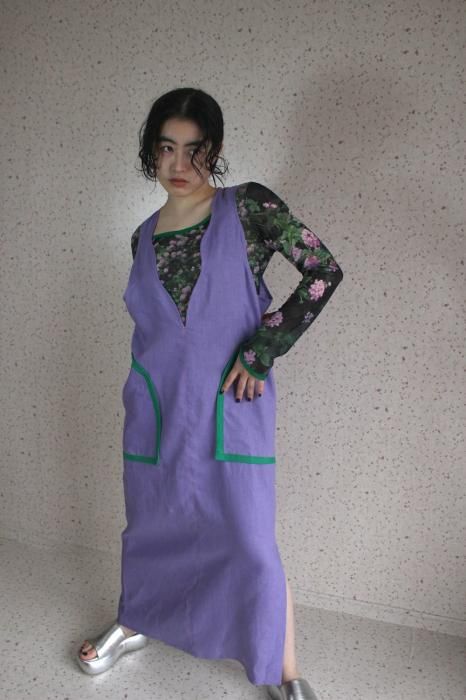 Wave Linen Dress - PURPLE