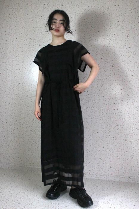 See-through Border Dress  - BLACK