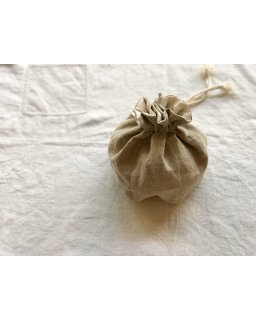 antiquelinen petal seam kinchaku (mini)
