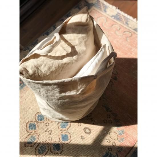 tsukuroite アンティークリネン　バッグ antique cottonlinen bucket tote bag (big) - tsukuroite