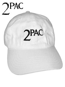 Tupac BLACK LOGO ADJUSTABLE WHITE CAP
