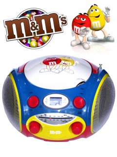M&Ms CD Boombox Radio - Blue with Red and Yellow M&Ms