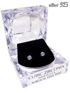 Silver 925 Cubic Zilconia Round Brilliant Cut Pierce