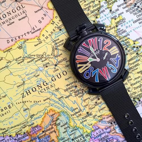 Gaga Milano Watch Slim 46 Bionic Skull Black PVD 5082.BS01