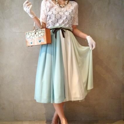 Three colors Chiffon Skirt / Pale Green (ե󥹥)