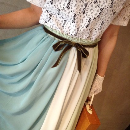 Three colors Chiffon Skirt / Pale Green (ե󥹥)