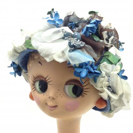 Vintage Flower Head Dress (ơ ե إåɥɥ쥹) WhiteBlue