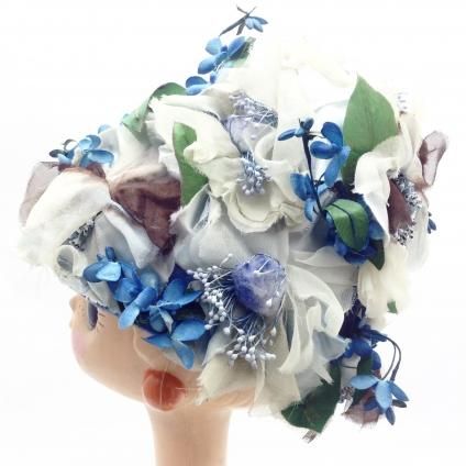 Vintage Flower Head Dress (ơ ե إåɥɥ쥹) WhiteBlue