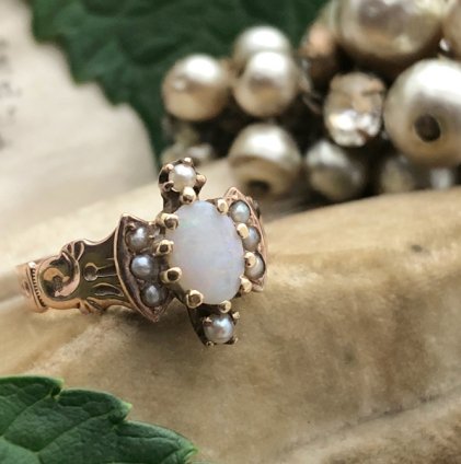 Victorian~1920's Opal×Seed Pearl Ring (ヴィクトリアン~1920年代 ...