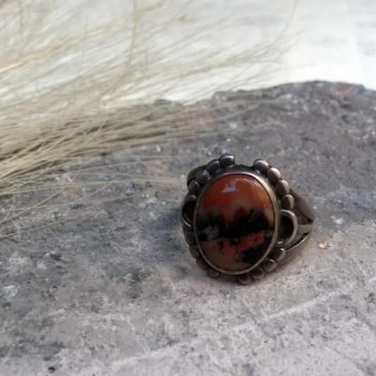 Vintage Silver Petrified Wood Ring (Сߥڥȥեɥåɥ󥰡