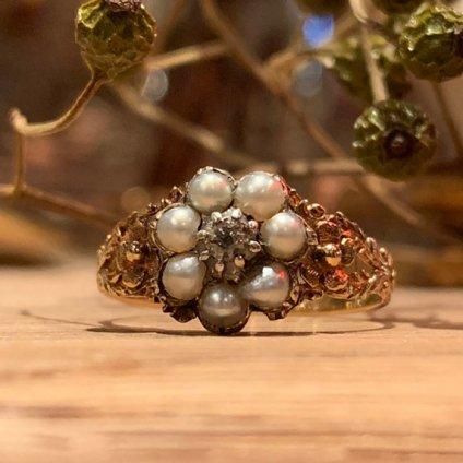 アンティークジュエリー ジョージアン 9ct ゴールド フォイル シトリン