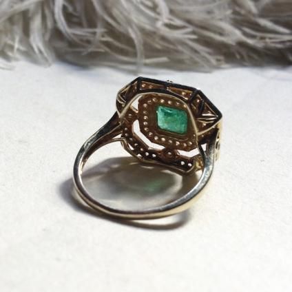 Art deco Emerald Diamond Antique Ring (ǥ   ƥ)  