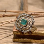 Art deco Emerald Diamond Antique Ring (アールデコ エメラルド ダイヤモンド アンティークリング)  