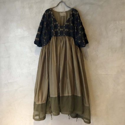 VINCENT JALBERT Parachute Lace Dress L/S  (󥻥 ١ ѥ饷塼 졼ɥ쥹 ) Khaki
