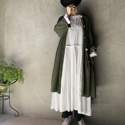 VINCENT JALBERT Coat Lace Collar -Vintage Linen-  (󥻥 ١ 졼顼 ) Khaki