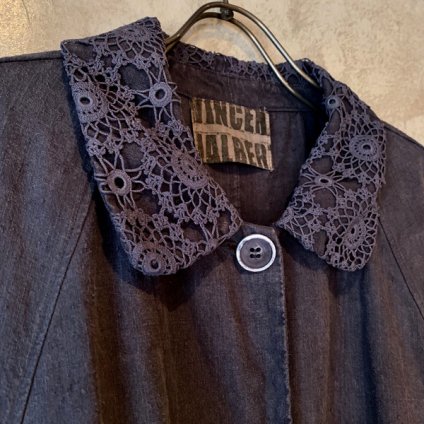 VINCENT JALBERT Coat Lace Collar -Vintage Linen-  (󥻥 ١ 졼顼 ) Charcoal