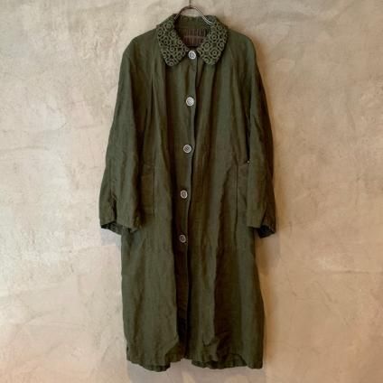 VINCENT JALBERT Coat Lace Collar -Vintage Linen-  (󥻥 ١ 졼顼 ) Charcoal