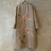 VINCENT JALBERT Long Coat - Embroideris - (ヴィンセント ジャルベール 刺繍ロングコート ) Khaki 