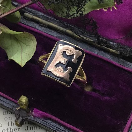 1920's 9K Onyx Antique Initial Ring 