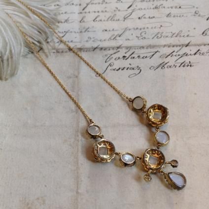 Victorian 18K Vermeil MoonstonePearlDiamond Necklaceʥȥꥢ 18K ᥤ ࡼ󥹥ȡߥѡߥ ͥå쥹