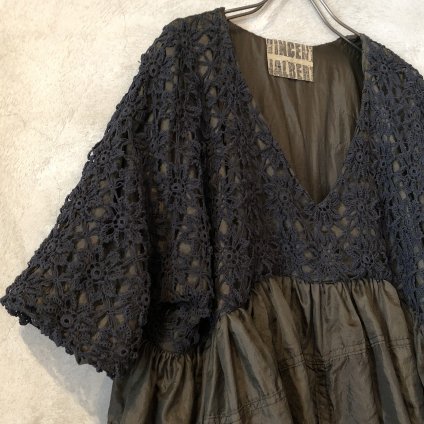 VINCENT JALBERT Parachute Lace Dress L/S  (󥻥 ١ ѥ饷塼 졼ɥ쥹 ) Brown