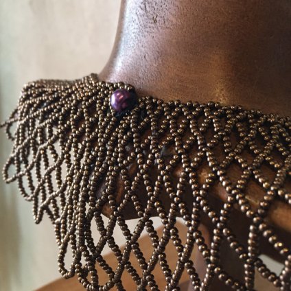 1950's Glass Beads Collar（1950年代 ガラスビーズ つけ襟）Brown