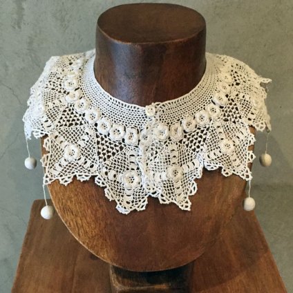 1890~1910's FRANCE Crocheted lace Antique Collar（1890〜1910年代 フランス クロッシェレース アンティークつけ襟）