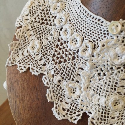 1890~1910's FRANCE Crocheted lace Antique Collar（1890～1910年代