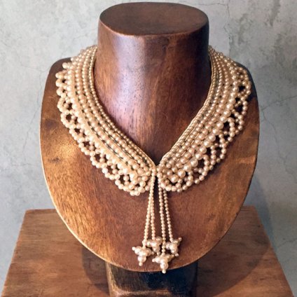 1950's PearlGlass Beads Collar w/Tassles1950ǯ ѡߥ饹ӡ Ĥ åա