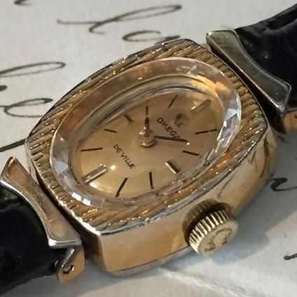 OMEGA オメガ カットガラス アンティーク 手巻き 腕時計