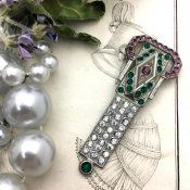 Art Deco Paste Glass Brooch・Dress Clip (アールデコ ペーストガラス ブローチ・ドレスクリップ）