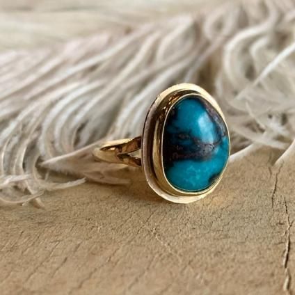 Bisbee Turquoise 14KYG Ring（ビズビーターコイズ 14K金無垢リング