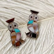 Inlay Owl Silver Pierced Earrings（インレイフクロウ シルバーピアス）