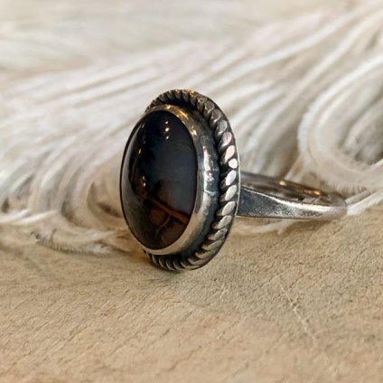 Navajo Round WirePetrifiedWood Shank Ring (ʥХ 饦ɥ磻䡼ߥڥȥեɥå 󥯥)