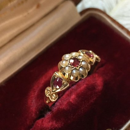 1861's Ruby×Pearl Antique Ring （1861年 ルビー×パール アンティーク 